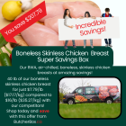 Image of Butcherbox.ca 40lb Chicken Breasts: A large, bulk box of fresh, air-chilled, RWA (Raised Without Antibiotics) chicken breasts. Perfect for meal prepping and ensuring high-quality protein for your family. Available for delivery at Butcherbox.ca.