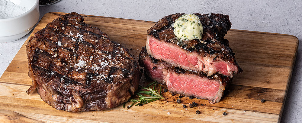 Reverse-Seared Thick-Cut Ribeye Steak with CowBoy Butter