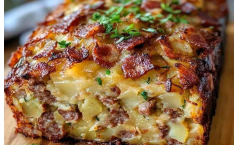 Sausage and Bacon Stuffed Potato Breakfast Loaf