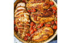 Creamy Pesto Chicken with Roasted Tomatoes