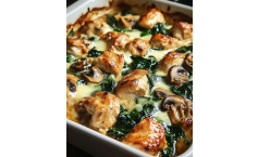 Chicken, Spinach, and Mushroom Low Carb Oven Dish