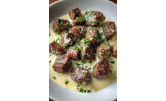 Parmesan Cream Garlic Butter Steak Bites
