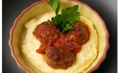 Meatballs with Cheesy Polenta