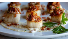 Seared Scallops with Bacon Lemon Cream Sauce